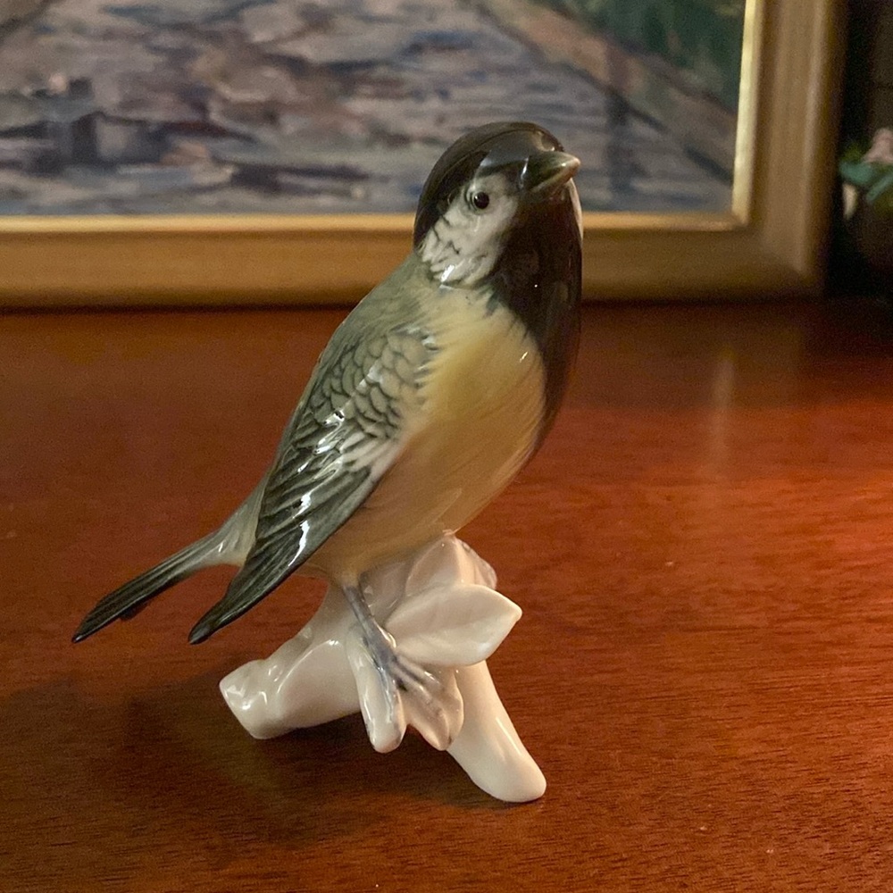 Vintage Karl Ens bird figurine from Germany yellow green blue black